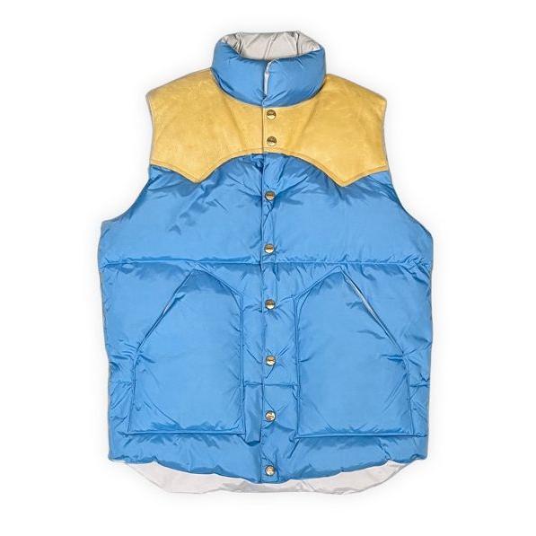 80's 韓国製 H BAR C エイチバーシー ダウンベスト レザーヨーク ライトブルー S [l...