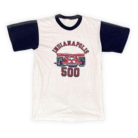 70's 80's 米国製 UNKNOWN ビンテージ Tシャツ リンガー ツートン インディ500...