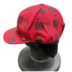 STUSSY Headgear ステューシー ウールキャップ イヤーウォーマー 赤黒 レッド ブロックチェック L/XL [ta-0935]
