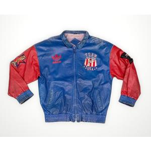 80's アディダス adidas 武道人 TEAM USA ビンテージ レザー ジャケットトラック...