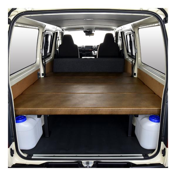 ハイエース DX m.flat サイド収納 ベッドキット&lt;br /&gt;アンティークライトブラウンレザー...