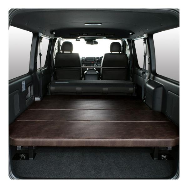 ハイエース S-GL m.flat ロータイプ ベッドキット アンティークブラウンレザー/クッション...