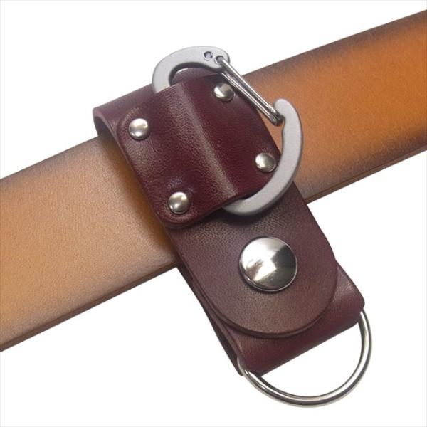 栃木レザー ベルトループキーホルダー 軽量アルミカラビナ Dカン付き シルバーニッケル金具