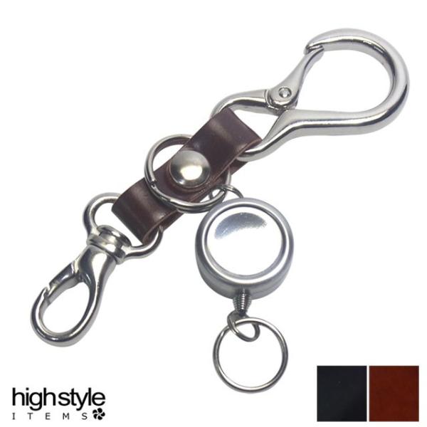 コードバン キーホルダー 日本製 新喜皮革コードバン＆カラビナ＆リールキー＆ミニナスカン キーホルダ...