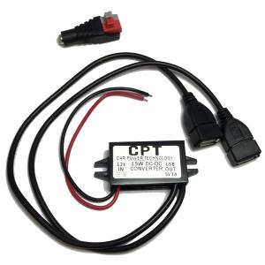 12V DC-DC 5V コンバータ ダブル USB出力 DCDCモジュール 車載12V電源から USB 2出力 15W USB電源コンバータ DC端子台付 メール便配送可｜highvalue