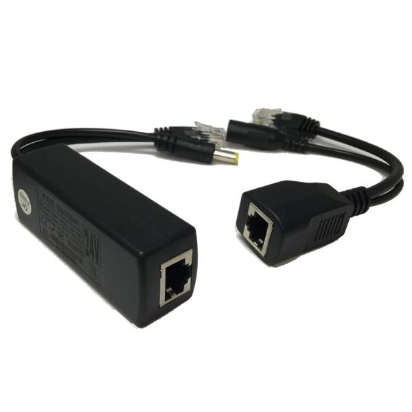 IPカメラ 入力24V PoE スプリッター LANコネクター 出力12V 1A 最大100m伝送 ...
