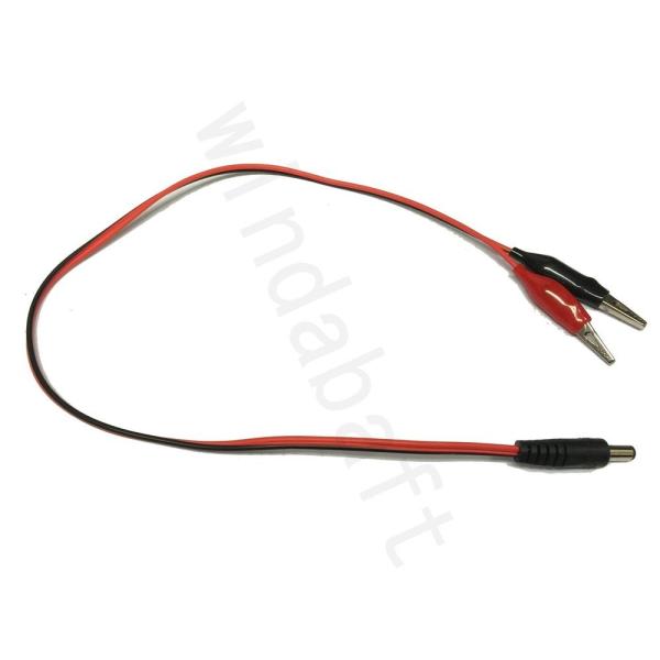 DCケーブル オス 2P わに口 クリップ バルク品 DCプラグ 外径5.5 / 内径2.1 2芯 ...