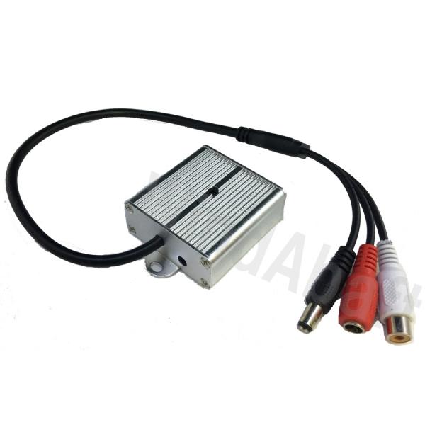 アルミケース型 防犯カメラ用マイク セキュリティカメラシステム向け 高性能集音マイク 屋内用 電源中...