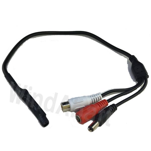 防犯カメラ用 ケーブル式 小型マイク 屋内用 電源スルータイプ 既存のカメラと電源ケーブルの間に中継...