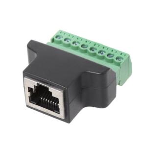 RJ45 メス LAN 端子台 8極 変換コネクタ 防犯カメラ を他の CCTV Balun を用いて 最大4台のLANを1本のLANで延長可能｜highvalue