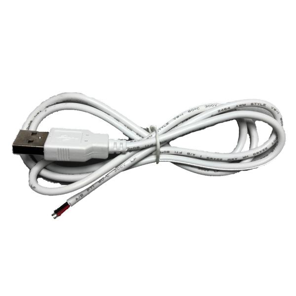 USB 電源 加工用 2芯ケーブル 白 100cm AWG 22 電源専用 2ワイヤ USBケーブル...