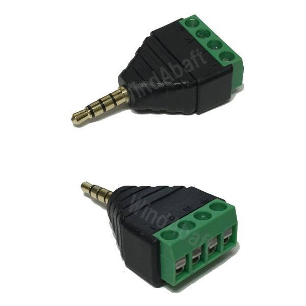 3.5mmステレオミニプラグ 変換 4極 オス 端子台 金メッキ端子 ステレオ変換コネクタ　オーディ...