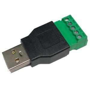 USB  端子台 タイプA オス 5.08mm 5ピン ネジ式端子台 typeA オス PCなどのUSBポートに接続して接続機器のアースをとる事が可能 メール便配送可｜highvalue