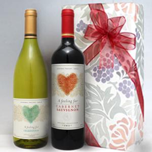 ハート の ラベル が 可愛い チリワイン 赤 2本組 ギフトセット