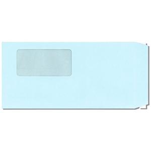 エコエコ窓付封筒 長６(Ａ４三つ折り）透けないブルー エコ窓 テープ付 200枚｜higurashi-kobo