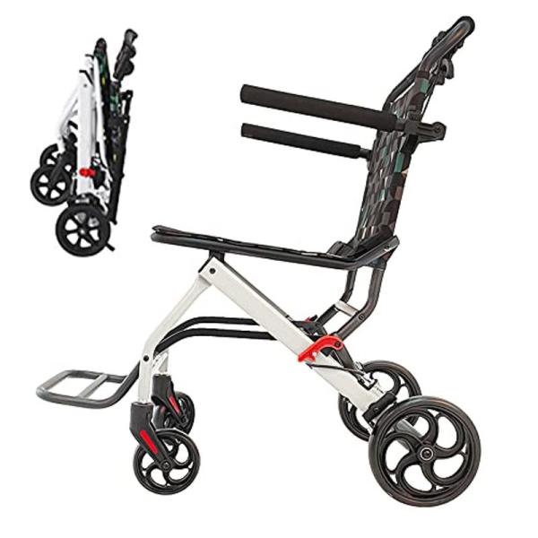 YLOVABLE 簡易車椅子 超軽量折り畳み車椅子 新型介助ブレーキ付き 軽量搬送椅子 介助型 移動...