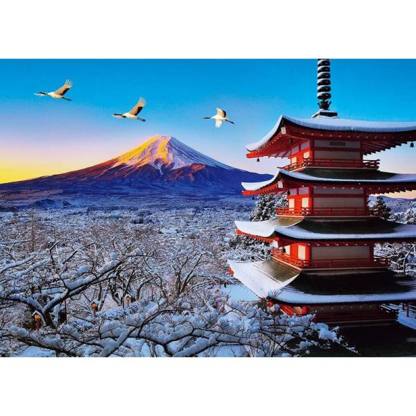 日本製 ビバリー 600ピースジグソーパズル 富士と鶴舞う浅間神社 (38×53cm) 66-151