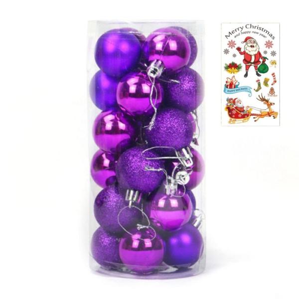 GRHONC クリスマス オーナメント 飾り ツリー ボール 24個 全9色 タトゥーシール セット...