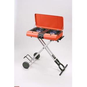イワタニ カセットガス スタンドBBQグリル ツインバーナー CB-SBG-2 サンセットオレンジ 幅81.6×奥行51.9×高さ107.2cm