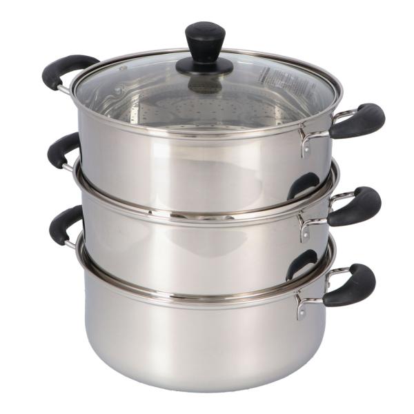 コーナンオリジナル LIFELEX 直火３段蒸し鍋 26cm KHM05-2037／保温 ステンレス...