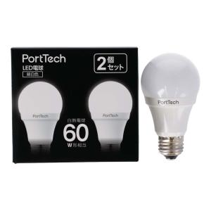 コーナンオリジナル PortTech ＬＥＤ電球広配光６０ 昼白色2P PA60N26-2／設計寿命40000h ランプ ポートテック｜hihshop