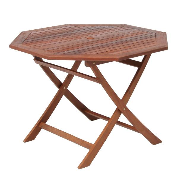 不二貿易 八角テーブル 木製 直径110cm ブラウン 81062