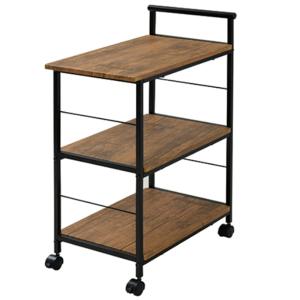 山善（YAMAZEN） ワゴンキッチンワゴン 木製 3段 キャスター付き