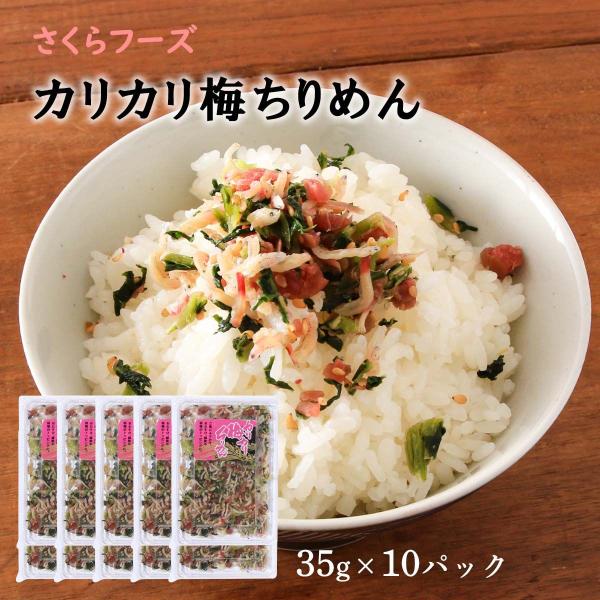 海幸 カリカリ梅ちりめん 35g×10パック ちりめん 野沢菜 混ぜご飯 ふりかけ おにぎり 雑炊