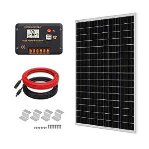 ECO-WORTHY 100W 12v太陽光発電システム 100w新しい単結晶ソーラーパネル +20Aチャージコントローラー +10mケーブル + Z 取付金具