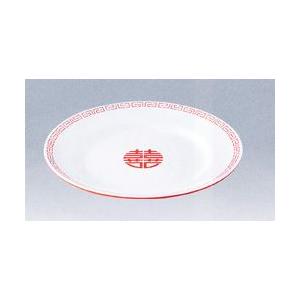 日本製　エンテック　メラミン食器 瑞祥　中華平皿（9吋）白/赤　CA-21｜hikari-chyubo