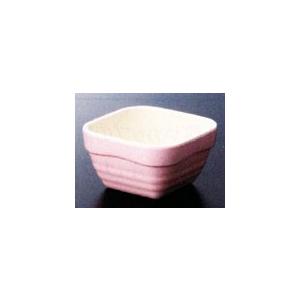 スリーラインメラミン食器 （ビュプレ）角ココット（ピンク）78×78×43mm容量：約130cc品番：M-21P　角小鉢｜hikari-chyubo