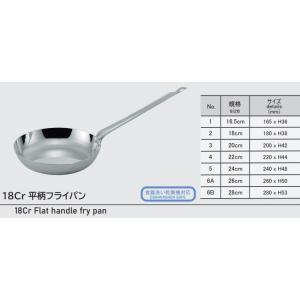 ステンレス　18Cr 平柄　フライパン18cm　MA　直火用　180 x H38mm　日本製　玉虎堂　食器洗浄機対応　MA-2｜hikari-chyubo