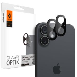 Spigen iPhone 16 / iPhone 16 Plus カメラ保護フィルム 9H硬度強化ガラス iPhone16/16Plus対応 ブラッ｜hikari-net