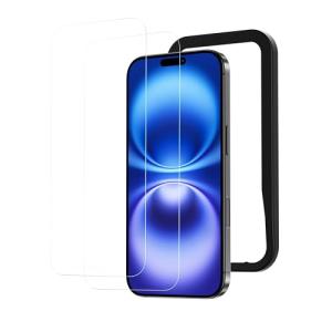 NIMASO ガラスフィルム iPhone 16 用 強化ガラス 保護フィルム ガイド枠付き 指紋防止 高透過率 衝撃吸収 2枚セット アイフォン16｜hikari-net