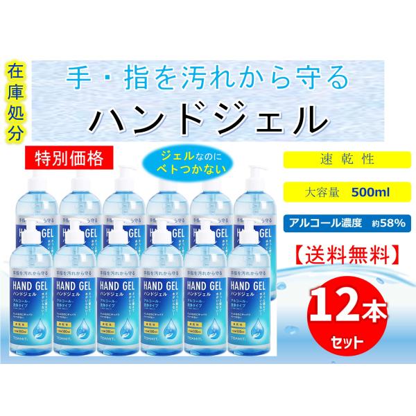 TOAMIT(東亜産業) アルコール-洗浄タイプハンドジェル 500ml 12本セット