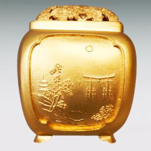 菊蓋秋景 香炉 高さ8.5cm|純金製 造幣局...の詳細画像2