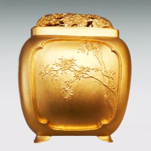 菊蓋秋景 香炉 高さ8.5cm|純金製 造幣局...の詳細画像3