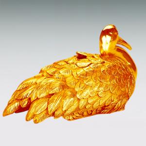 鶴 香炉|純金製 造幣局ホールマーク刻印品|津...の詳細画像1