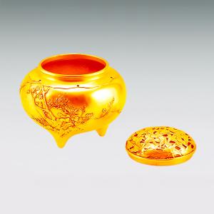 四君子 香炉|純金製 造幣局ホールマーク刻印品...の詳細画像3