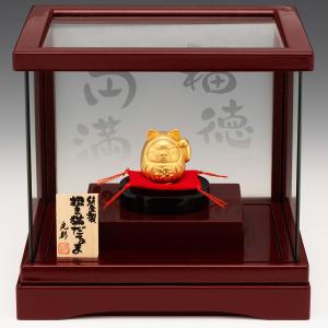 招き猫だるま|純金製置物/ガラスケース 造幣局刻印品の詳細画像1