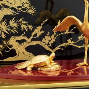 鶴 亀|置物 純金製 造幣局ホールマーク刻印品の詳細画像2