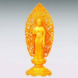 阿弥陀如来 舟型光背 高さ13cm|仏像 純金...の詳細画像1