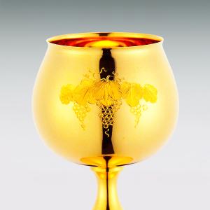 ブランデーグラス 彫刻入り|洋酒器 純金製 造...の詳細画像1