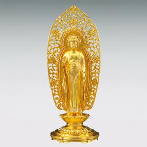 阿弥陀如来 舟型光背 高さ17cm|仏像 純金...の詳細画像1