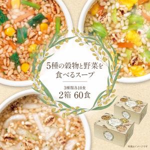 スープ 2箱セット 5種の穀物と野菜を 食べるスープ [計60食] 2か月分 即席 グラノーラ インスタント 雑穀 朝食 即席 保存食｜hikarimiso