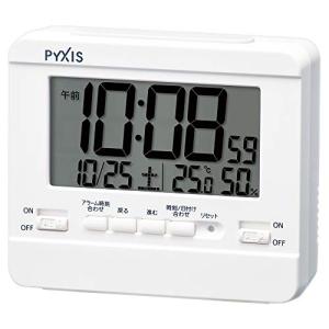 セイコークロック 置き時計 目覚まし時計 掛け時計 デジタル 温度湿度表示 PYXIS ピクシス 本体サイズ:9×10.5×4.2cm NR538W｜hikarios