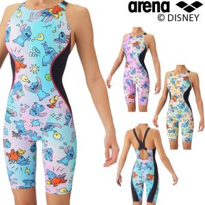 ARENA 競泳水着 練習用水着 レディース トレーニングワンピーススパッツ オープンバック タフスーツ タフスキンEP ディズニー “スティッチ” AS6FWM57L