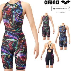 アリーナ ARENA 競泳水着 レディース WA承認 AQUA RACING ECO AQUA STRIPE レーシングワンピーススパッツ オープンバック ハーフレッグ AS6SRC76L