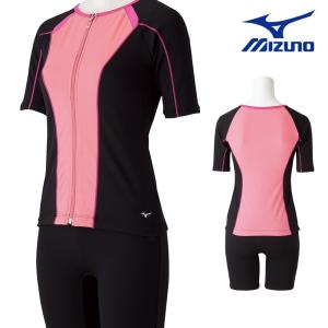 ミズノ MIZUNO フィットネス水着 レディース パッド付き セパレーツ(ファスナー付き)(袖あり) 2023年秋冬モデル N2JGA844｜hikarisp