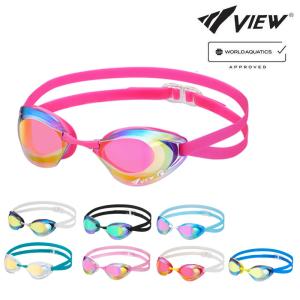 VIEW 水泳 スイミングゴーグル クッション付き ミラータイプ BladeNX ブレードエヌエックス FINA承認モデル WA承認モデル V250YSAM